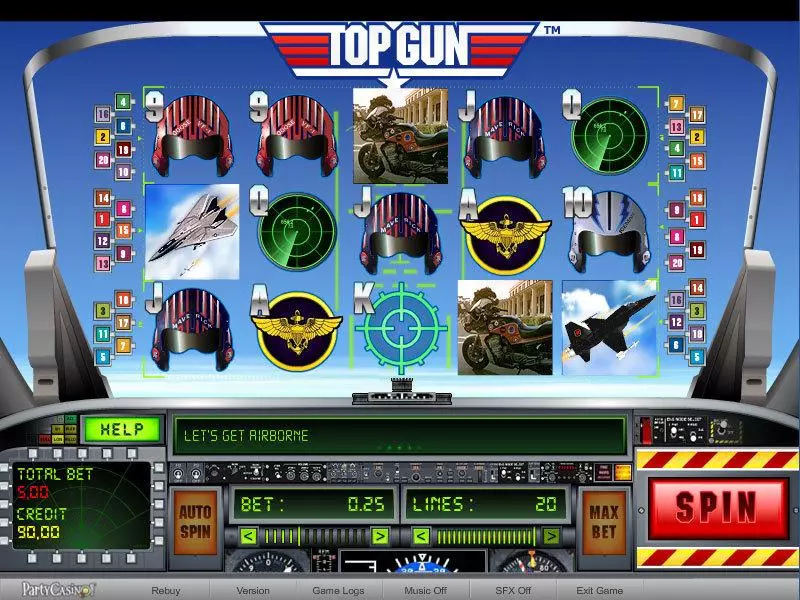 Top Gun Slots made by bwin.party - Main Screen Reels