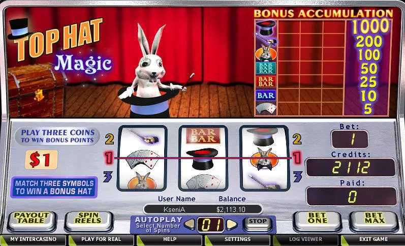 Top Hat Magic Slots made by CryptoLogic - Main Screen Reels