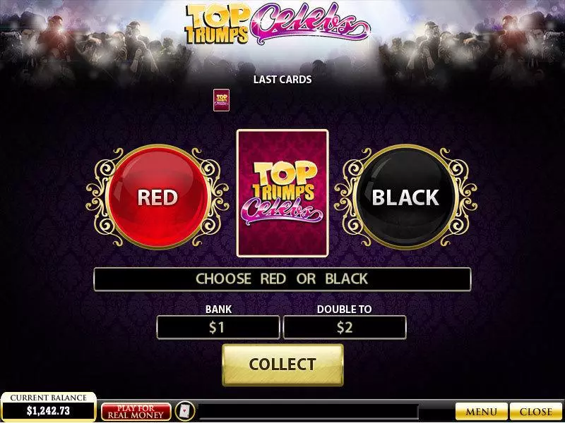 Top Trumps Celebs Slots made by PlayTech - Gamble Screen