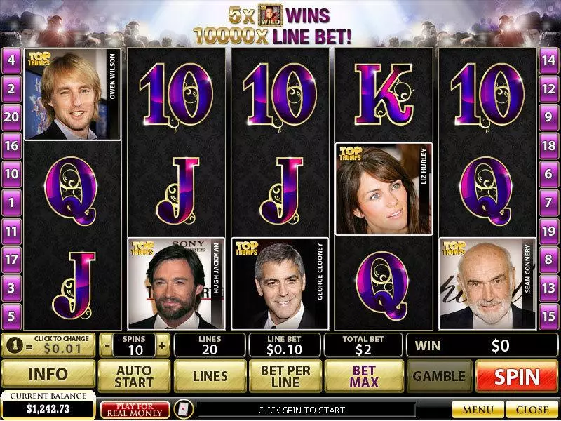 Top Trumps Celebs Slots made by PlayTech - Main Screen Reels