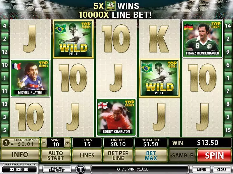 Top Trumps Football Legends Slots made by PlayTech - Main Screen Reels