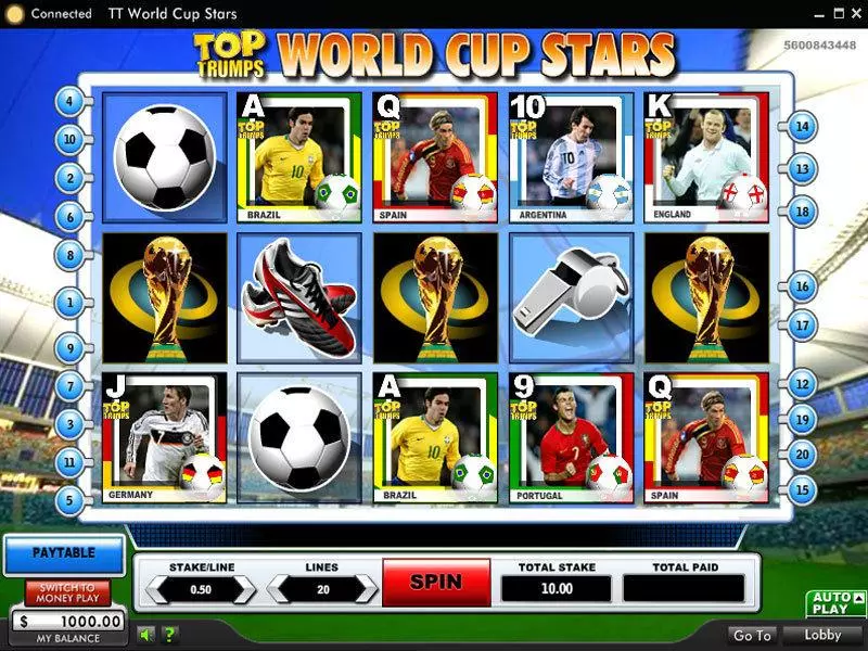 Top Trumps World Cup Stars Slots made by 888 - Main Screen Reels