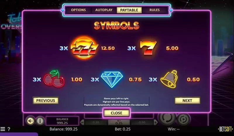 Total Overdrive Slots made by BetSoft - Bonus 1