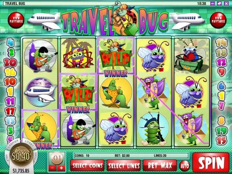 Travel Bug Slots made by Rival - Main Screen Reels