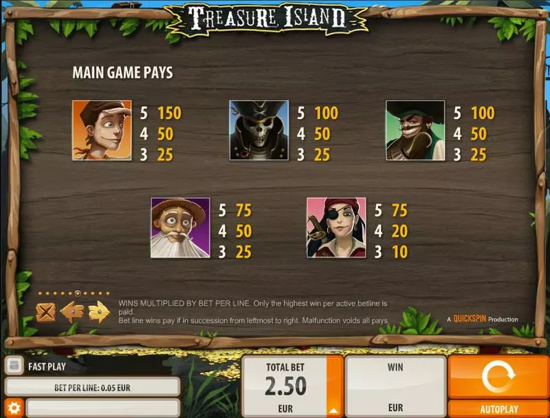 Treasure Island Slots made by Quickspin - Info and Rules