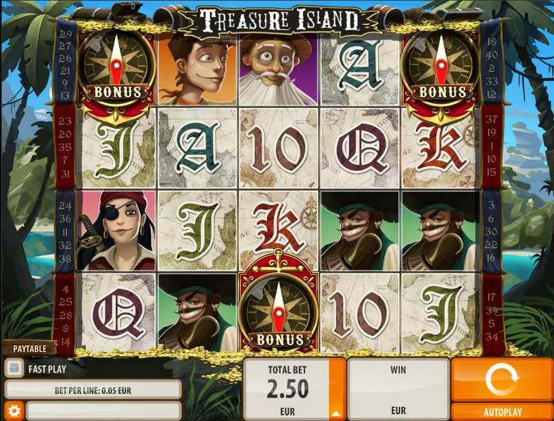Treasure Island Slots made by Quickspin - Main Screen Reels