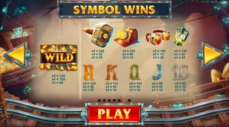 Treasure Mine Slots made by Red Tiger Gaming - Paytable