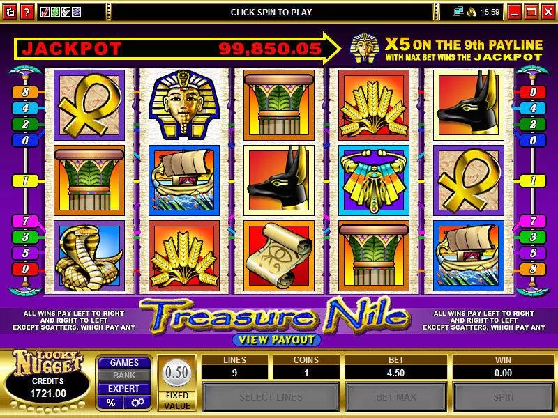 Treasure Nile Slots made by Microgaming - Main Screen Reels