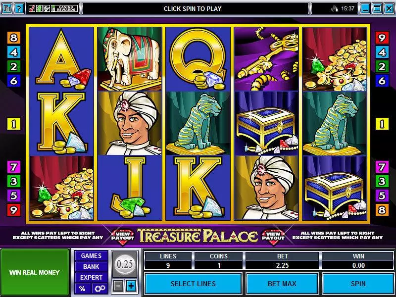 Treasure Palace Slots made by Microgaming - Main Screen Reels
