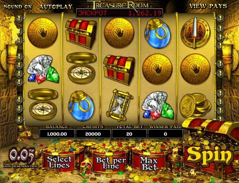 Treasure Room Slots made by BetSoft - Main Screen Reels