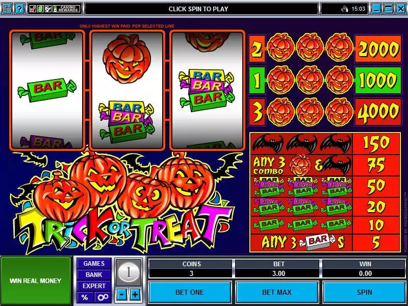 Trick or Treat Slots made by Microgaming - Main Screen Reels