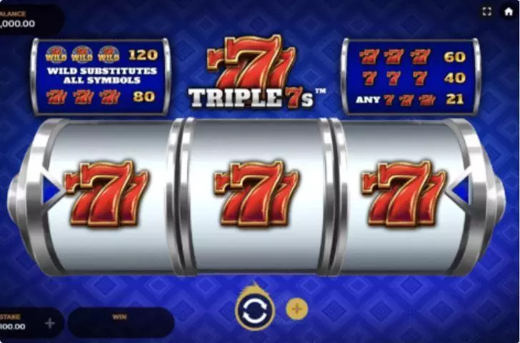 Triple 7s Slots made by Dragon Gaming - Main Screen Reels