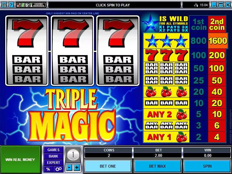 Triple Magic Slots made by Microgaming - Main Screen Reels