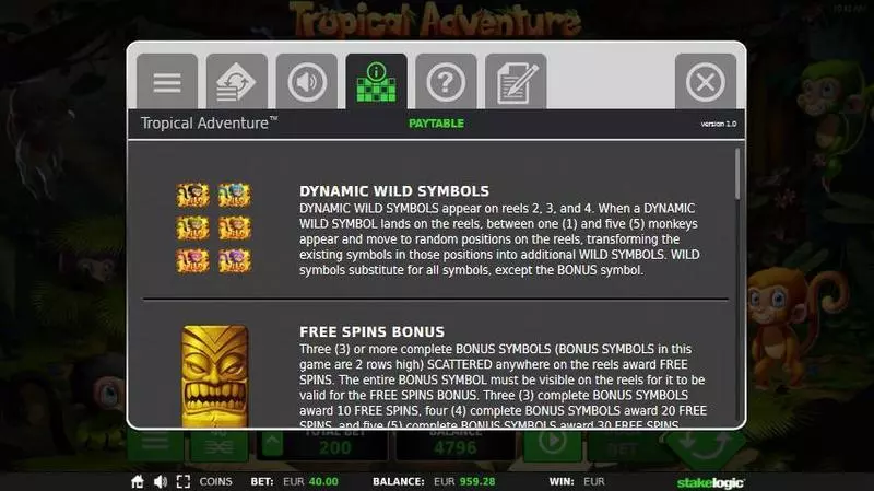 Tropical Adventure Slots made by StakeLogic - Info and Rules