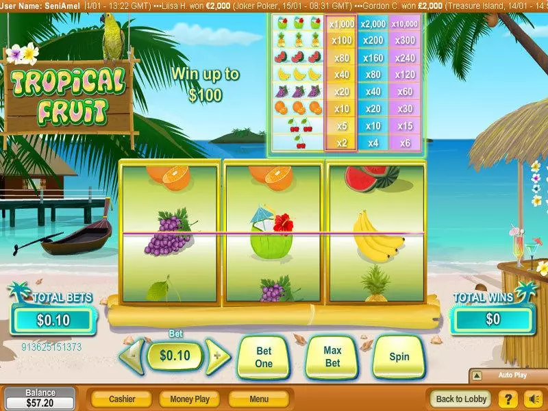 Tropical Fruit Slots made by NeoGames - Main Screen Reels