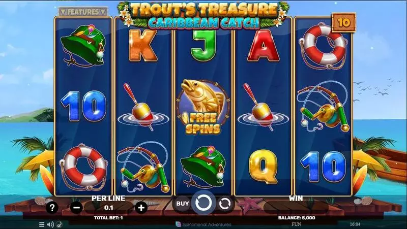Trout’s Treasure – Caribbean Catch Slots made by Spinomenal - Main Screen Reels