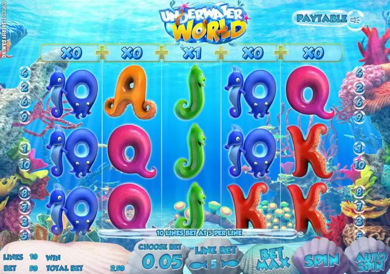 UnderWater World Slots made by Sheriff Gaming - Main Screen Reels