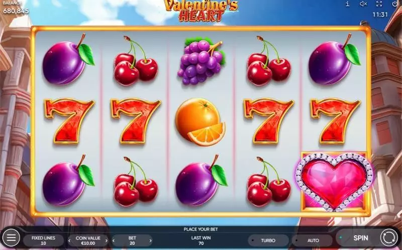 Valentine's Heart Slots made by Endorphina - Main Screen Reels
