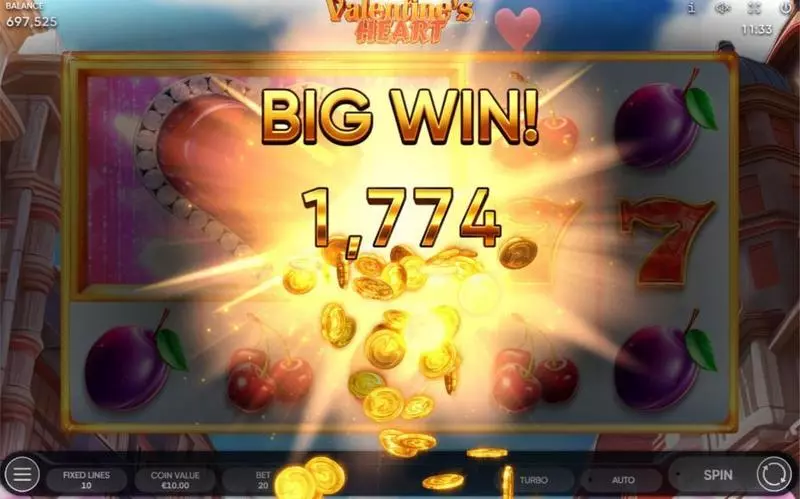 Valentine's Heart Slots made by Endorphina - Winning Screenshot
