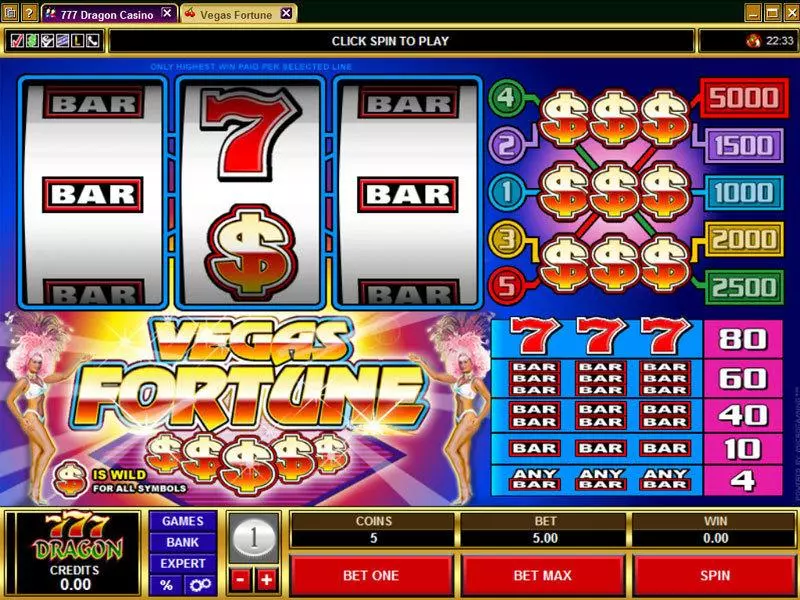 Vegas Fortune Slots made by Microgaming - Main Screen Reels