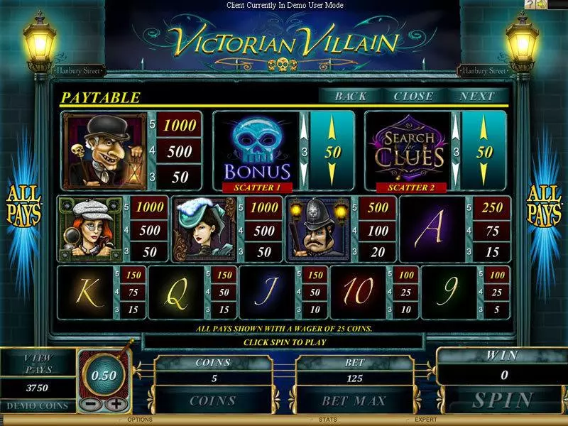 Victorian Villain Slots made by Genesis - Info and Rules