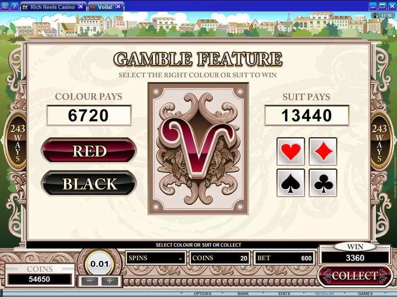Voila Slots made by Microgaming - Gamble Screen
