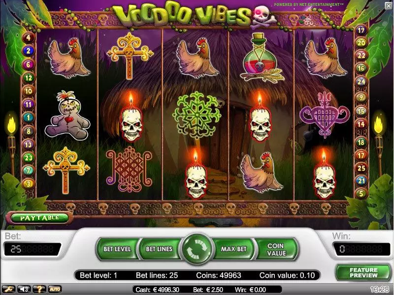 Voodoo Vibes Slots made by NetEnt - Main Screen Reels