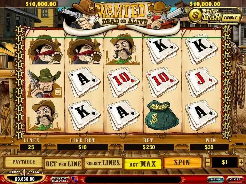 Wanted Dead or Alive Slots made by PlayTech - Main Screen Reels