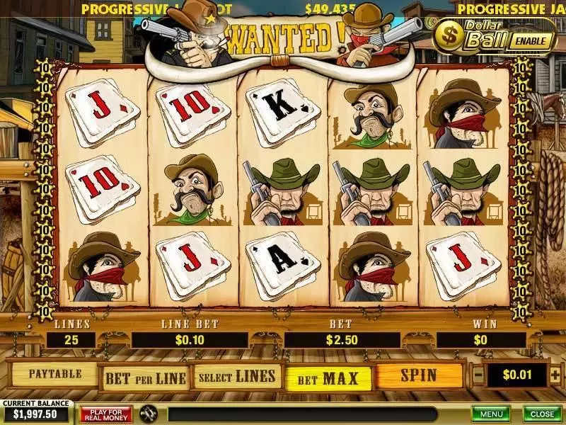 Wanted Slots made by PlayTech - Main Screen Reels
