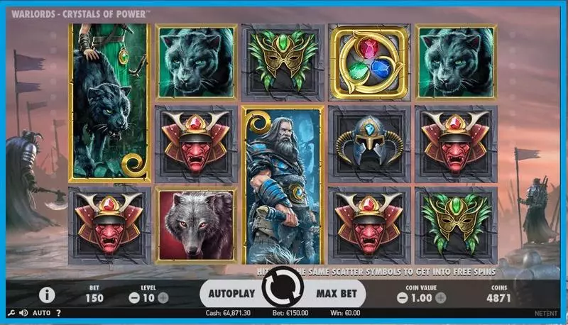 Warlords: Crystals of Power Slots made by NetEnt - Main Screen Reels