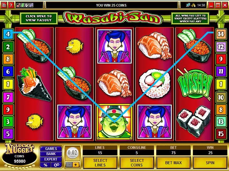 Wasabi San Slots made by Microgaming - Main Screen Reels