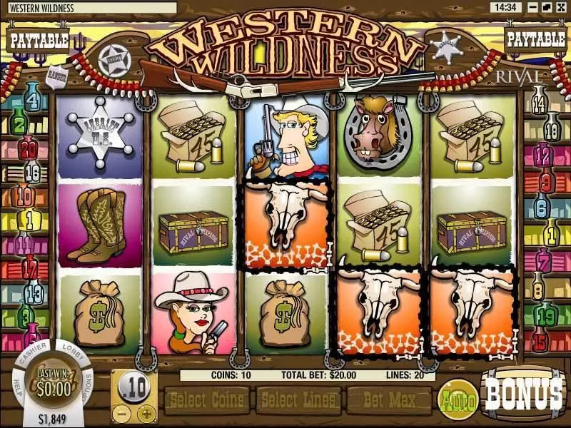 Western Wildness Slots made by Rival - Main Screen Reels