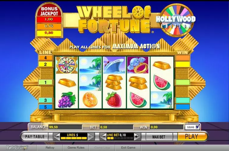 Wheel of Fortune Slots made by IGT - Main Screen Reels