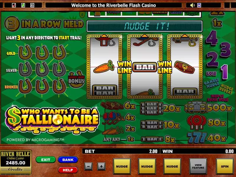 Who want's to be a Stallionaire Slots made by Microgaming - Main Screen Reels