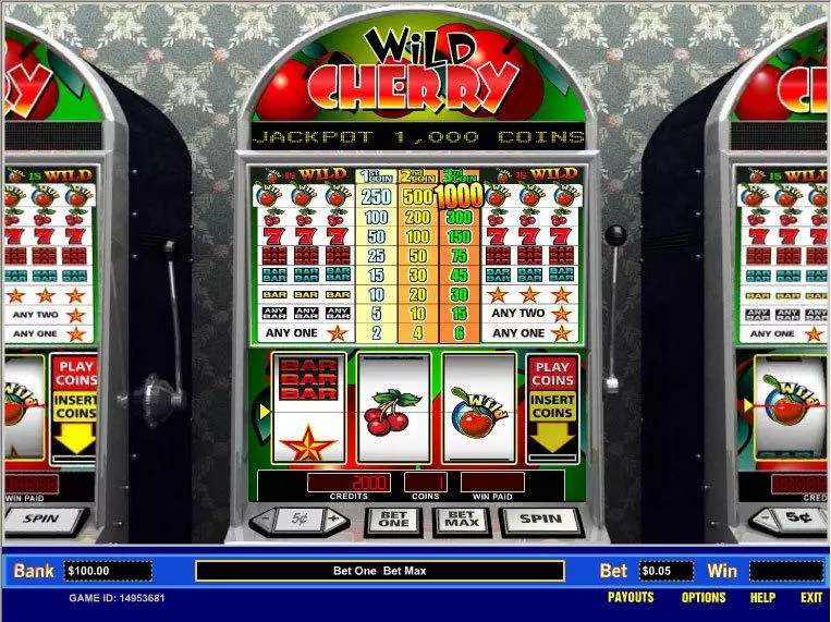 Wild Cherry 1 Line Slots made by Parlay - Main Screen Reels