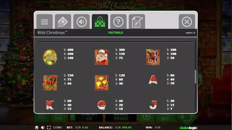 Wild Christmas Slots made by StakeLogic - Paytable