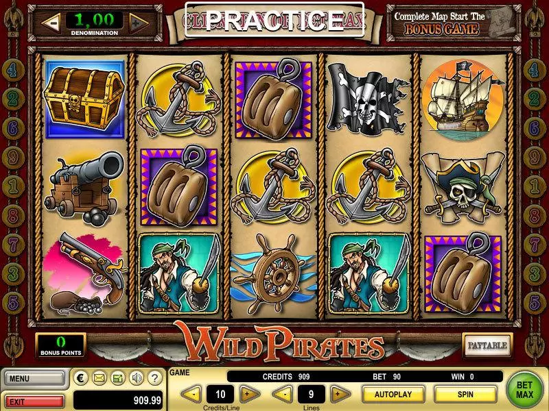 Wild Pirates Slots made by GTECH - Main Screen Reels
