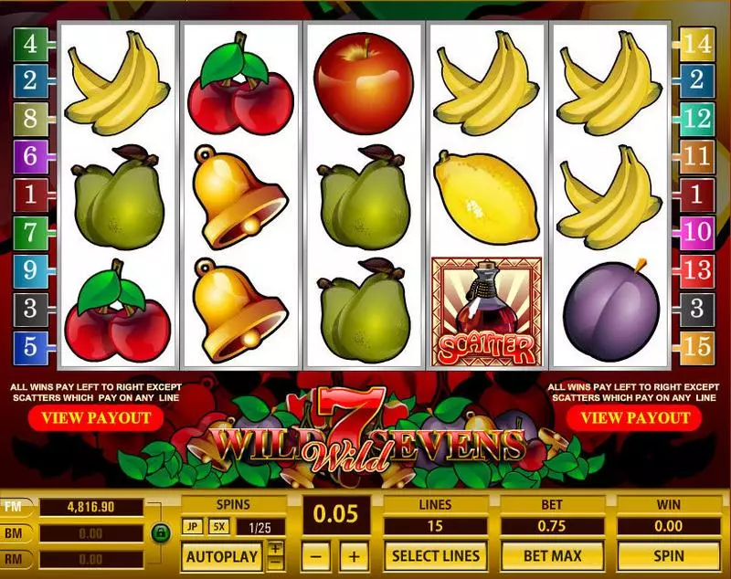 Wild Sevens 15 Lines Slots made by Topgame - Main Screen Reels
