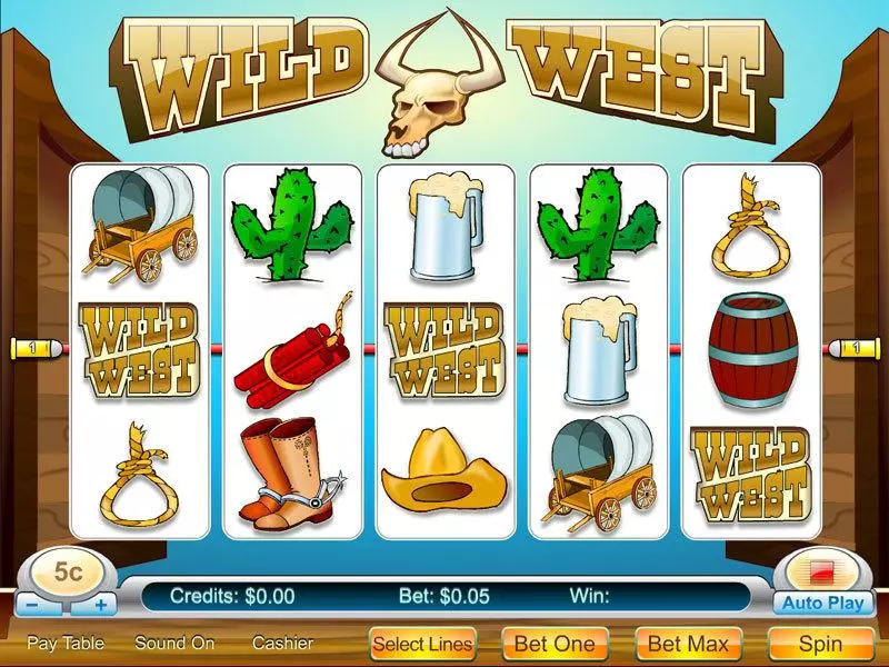 Wild West 5-reel Slots made by Byworth - Main Screen Reels