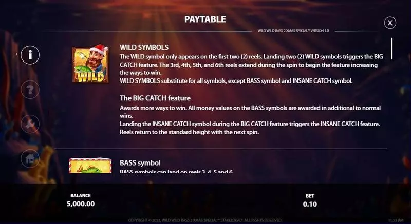 Wild Wild Bass 2 Xmas Special Slots made by StakeLogic - Paytable