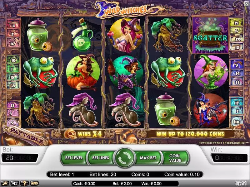 Wild Witches Slots made by NetEnt - Main Screen Reels