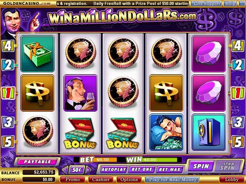 Win a Milllion Dollars Slots made by Vegas Technology - Main Screen Reels