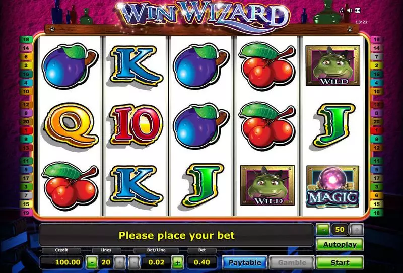 Win Wizard Slots made by Novomatic - Main Screen Reels