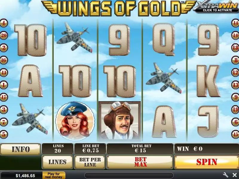 Wings of Gold Slots made by PlayTech - Main Screen Reels
