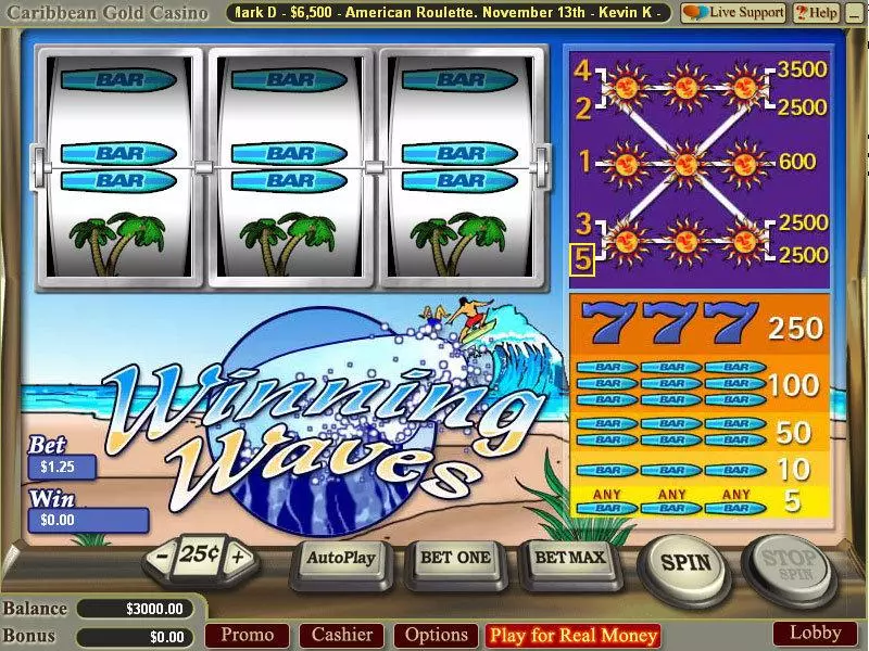 Winning Waves Slots made by Vegas Technology - Main Screen Reels