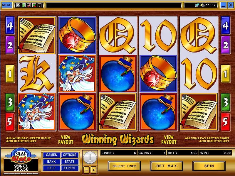 Winning Wizards Slots made by Microgaming - Main Screen Reels