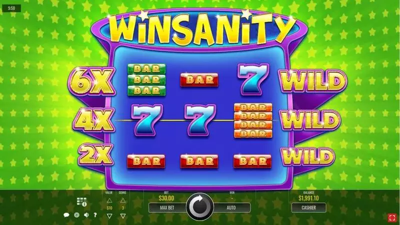 Winsanity Slots made by Rival - Main Screen Reels