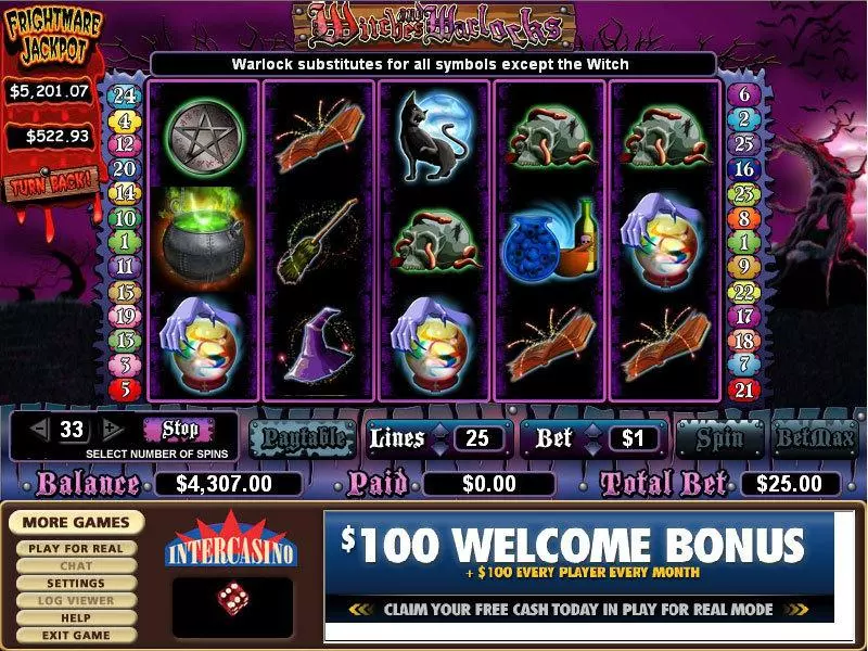 Witches and Warlocks Slots made by CryptoLogic - Main Screen Reels