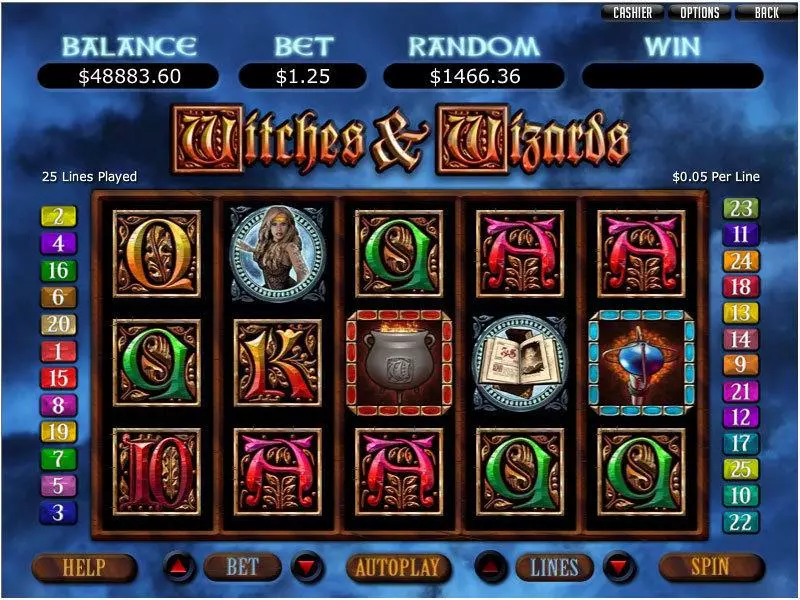 Witches and Wizards Slots made by RTG - Main Screen Reels
