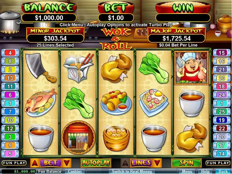 Wok and Roll Slots made by RTG - Main Screen Reels